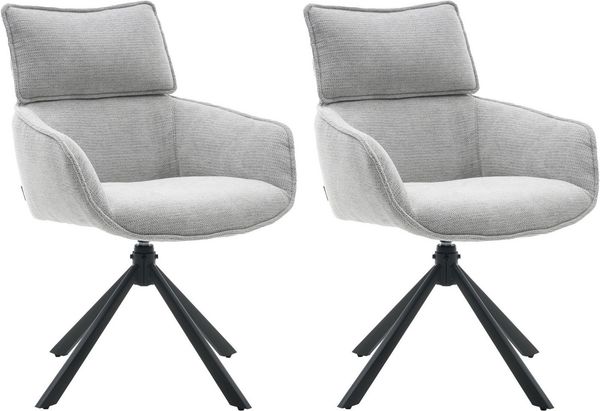 OTTO home Esszimmerstuhl Cusey, 360° drehbar, extra dicke Polsterung, 2er-Set (Set, 2 St), mit 360° Metallfuß, Komfort-Rückenlehne und hautfreundlichem Webstoff