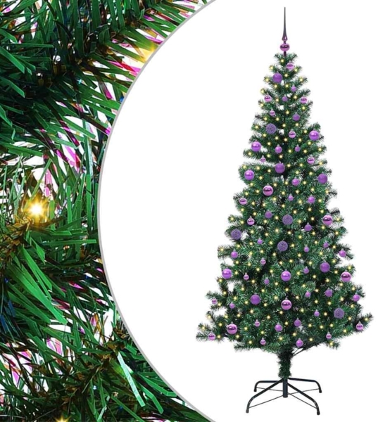 vidaXL Künstlicher vorbeleuchteter Weihnachtsbaum Grün 210 cm 3396781 Bild 1