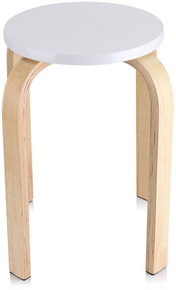SURFOU Sitzhocker Sitzhocker Stapelbar Bugholz Hocker–Antirutsch Design, Esszimmerhocker (Weiß, 40 cm Höhe, Hocker – Leicht zu montieren, inkl. Antirutschfüßen, für Kinderzimmer & Wohnbereich)