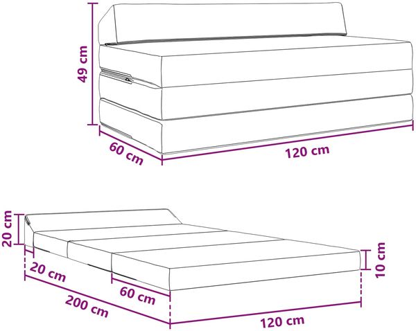 vidaXL Klappsofa Bett Dunkelgrün 120 x 60 x 49 cm Stoff 900037 Bild 9
