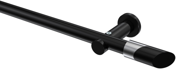 Gardinenstangen-Set Platon Verano 100 cm, 1-läufig (ohne Ringe), 20 mm Ø Schwarz
