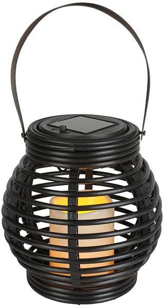 BURI Solar Gartenlaterne Rattanoptik Flackerkerze Gartenleuchte Gartendeko Solarlampe