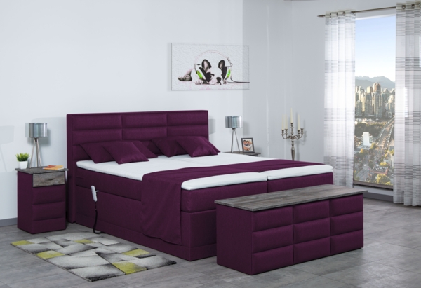 Meisterbetten Boxspringbett Pino 120x200 in WT-Brombeere, Matratzenbezug Nano, Ergoflex-Topper Bild 4