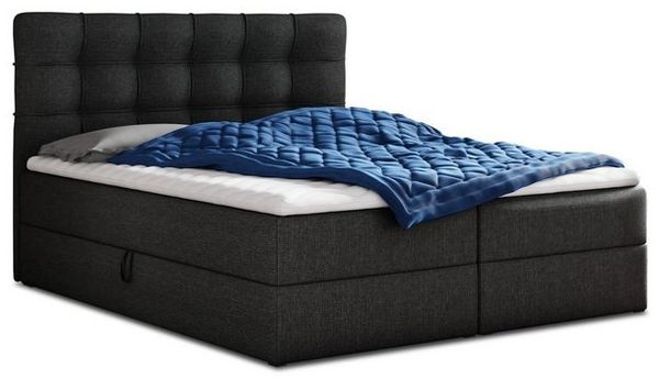 Boxspringbett Best mit 2 Bettkästen, Doppelbett mit Bonell-Matratze und Topper, Polsterbett, Bett (Schwarz (Inari 100), 160 x 200 cm) Bild 4