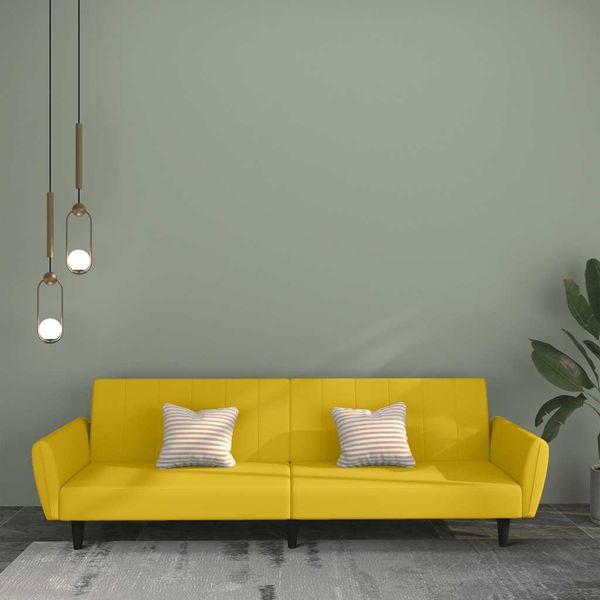 Schlafsofa 2-Sitzer, Moderne Sofa Gelb Samt