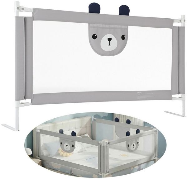 oyajia Bettschutzgitter Kinderbettgitter Babybettgitter, 150/180/200 cm,Rausfallschutz für Baby,höhenverstellbar & kombinierbar