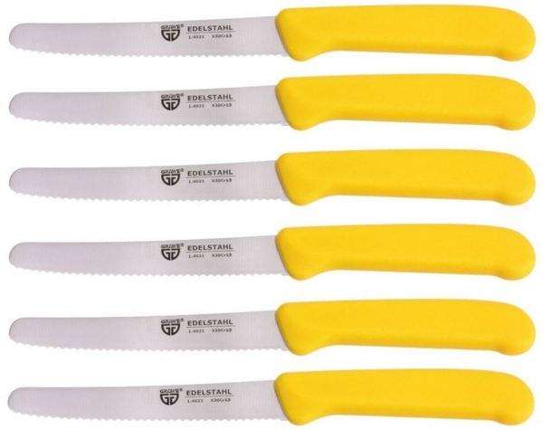 Frühstücksmesser / Brötchenmesser, 6 Stück, gelb