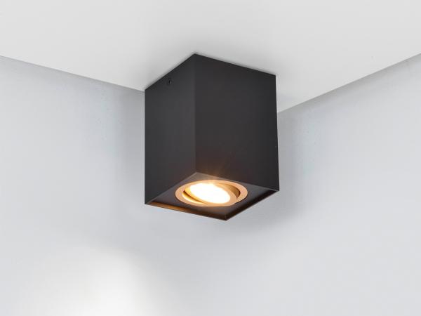 TRIO Leuchten LED Deckenstrahler, Dimmfunktion, LED wechselbar, Warmweiß, kleiner Aufbau-Spot Aufputz Strahler innen, Treppenhaus, Schwarz-Gold