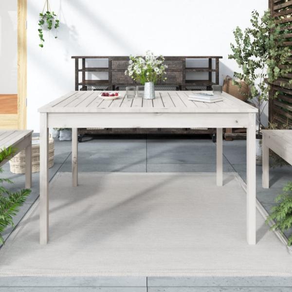 vidaXL Gartentisch Weiß 121x82,5x76 cm Massivholz Kiefer