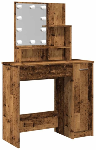 vidaXL Schminktisch mit LED Altholz-Optik 86,5x35x136 cm 857023