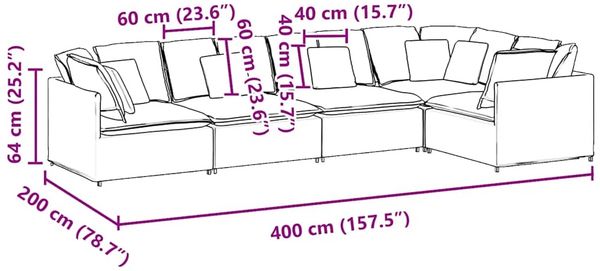 vidaXL Modulares Sofa mit Kissen Samt Hellgrau 3321337 Bild 11
