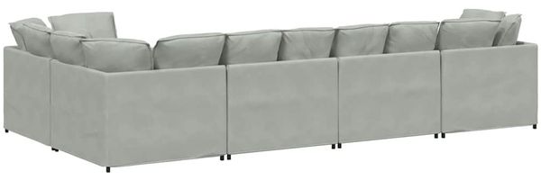 vidaXL Modulares Sofa mit Kissen Samt Hellgrau 3321337 Bild 7