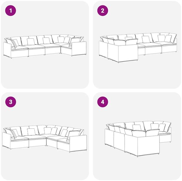 vidaXL Modulares Sofa mit Kissen Samt Hellgrau 3321337 Bild 8