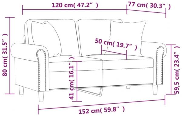 vidaXL 2-Sitzer-Sofa mit Zierkissen Creme 120 cm Samt 3200943 Bild 8