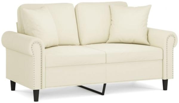 vidaXL 2-Sitzer-Sofa mit Zierkissen Creme 120 cm Samt 3200943 Bild 2