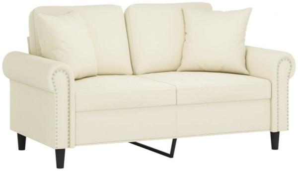 vidaXL 2-Sitzer-Sofa mit Zierkissen Creme 120 cm Samt 3200943 Bild 3