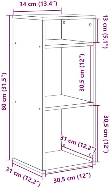 vidaXL Bücherregal Sonoma-Eiche 34x31x80 cm Holzwerkstoff 860276 Bild 9