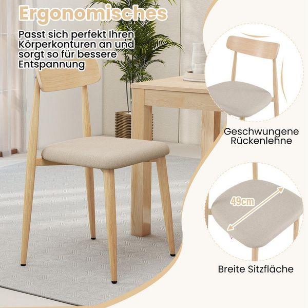 COSTWAY Esszimmerstuhl (2er Set), gepolsterter Küchenstuhl mit Lehne, Eiche, Landhaus
