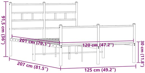 vidaXL Bettgestell ohne Matratze Braun Eiche 120x200 cm Holzwerkstoff 4017342 Bild 9