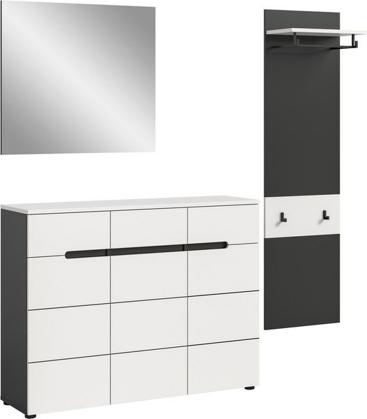 INOSIGN Garderoben-Set REHAT, TOPSELLER!, 3-teilig, Breite 180 cm, individuell erweiterbar, (Set, 3-St, bestehend aus: Kommode, Spiegel und Garderobenpaneel), Garderobenkombination, Kombination, Set, Flurgarderobe, Diele