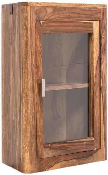 Eckhängeschrank Laros Akazie Massivholz braun 60x65x32 cm massivum Wand-Eckschrank Badhängeschrank Eckschrank mit Glastür Badmöbel Massivholz