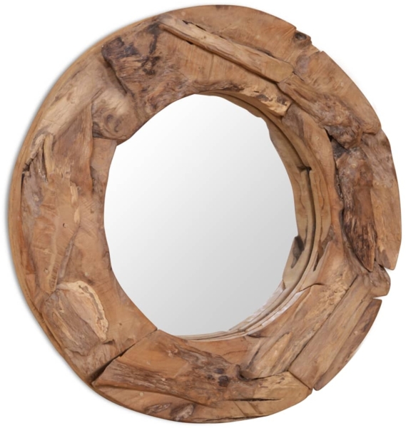 Dekorativer Spiegel, rund, Teak 60 cm