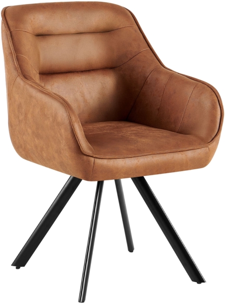 CLP Esszimmerstuhl Pettuli 180° schwenkbar gepolstert mit Rückenlehne bis 150 kg,hellbraun Kunstleder