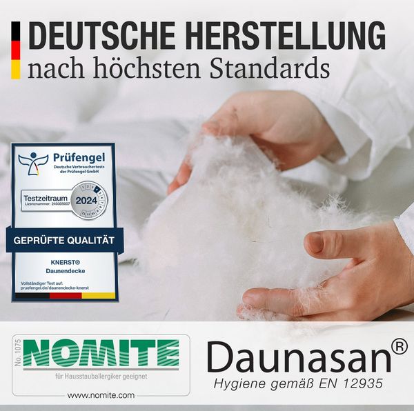 KNERST Federbettdecke Bettdecke mit weichen 10% Daunen & 90% Federn, Füllung: 90% Federn und 10% Daunen, Baumwollbezug, Kassetten Federbett, Daunen und Federn Bettdecke