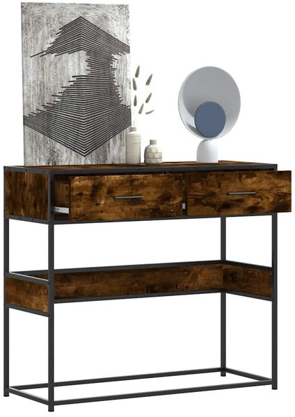 vidaXL Konsolentisch Räuchereiche 90x35x80 cm Holzwerkstoff 849176