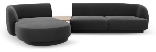 Micadoni Modulares Sofa Miley mit Recamiere 3-Sitzer Links Samtstoff Grau