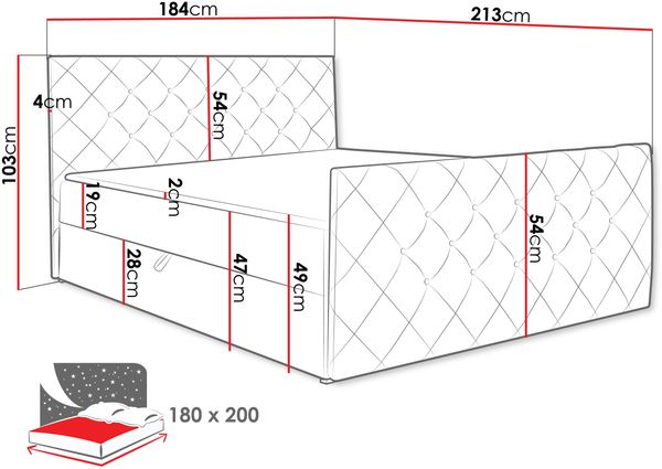 Boxspringbett Utren, Dunkelgrau, 180x200 cm Bild 4