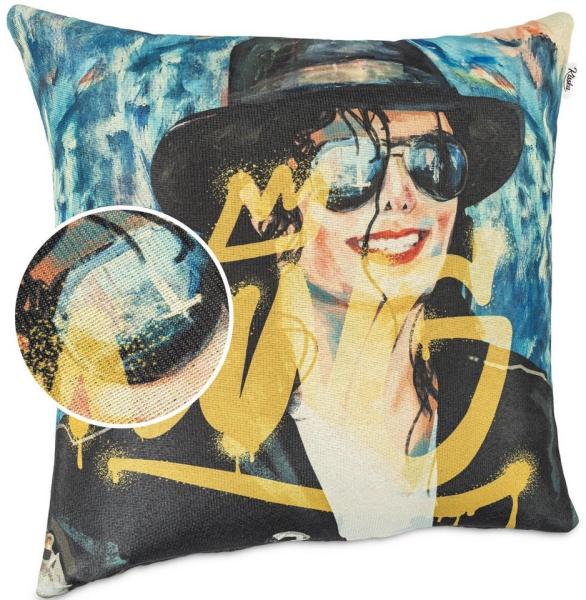 Kisska Dekokissen Kissenhülle mit oder ohne Füllung Designer Kissenbezug Zierkissen, Kissenhülle in 40x40cm Michael Jackson ohne Füllung aus Gobelin PopArt