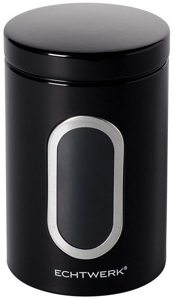 ECHTWERK stilvolle Vorratsdosen Single-Schwarz, zur Aufbewahrung von Mehl/Zucker/Müsli/Tee, Metalldose mit Luftdichtem Deckel und großem Sichtfenster, Fassungsvermögen 1, 4L