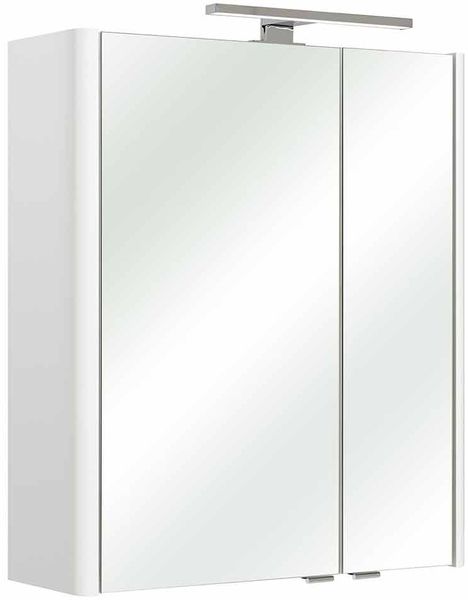 Spiegelschrank 36 / Bardi, Glas, Holzwerkstoff, Metall, Weiß, Verspiegelt, 60 x 70 x 20 cm