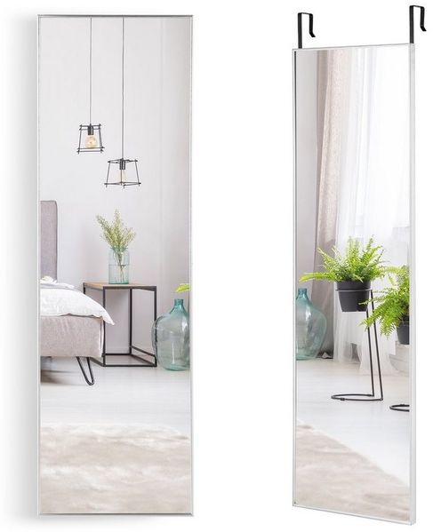 COSTWAY 37x120 cm Ganzkörperspiegel mit höhenverstellbaren Hängehaken Wandspiegel Türspiegel Hängespiegel Spiegel für Schlafzimmer, Wohnzimmer und Eingangsbereich (Silber)
