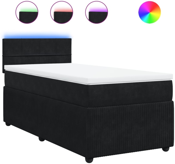 vidaXL Boxspringbett mit Matratze Schwarz 90x190 cm Samt 3289928