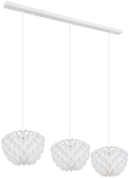 Hängeleuchte, 3 flammig, Metall, weiß, H 120cm