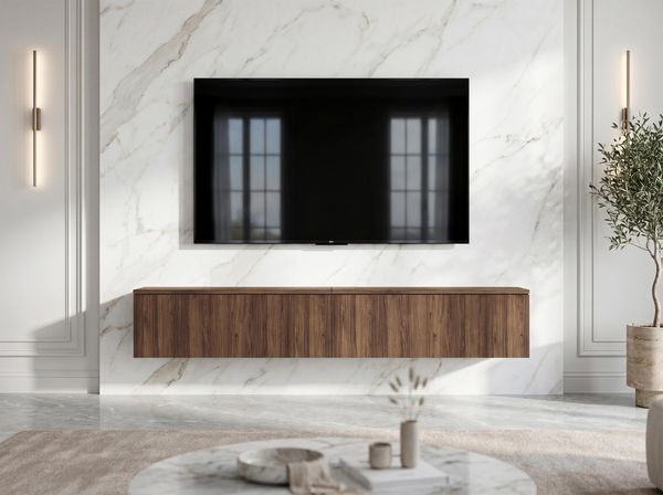 AX LIVING Barvo 2x100 TV Kommode Lowboard Dunkelbraun Nussbaum Warmia H