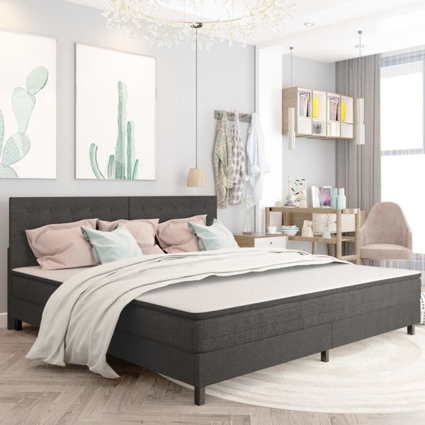 Doppelbett Dunkelgrau Stoff 200x200 cm [3054715]