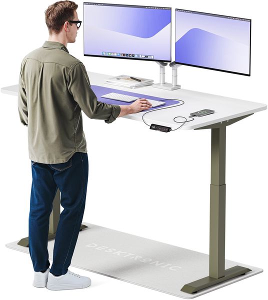 Desktronic HomeOne Elektrisch höhenverstellbarer Schreibtisch 160x80cm Grün/Weiß mit Memory-Funktion, Anti-Kollisions Technologie, USB-A und USB-C-Ladeanschlüssen