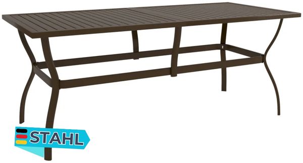 Gartentisch TOMMI Braun 190x80x72 cm Stahl | Outdoortisch Bistrotisch Terrassentisch