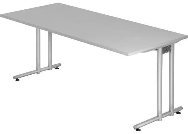 Schreibtisch NS19 C-Fuß 180x80cm Grau Gestellfarbe: Silber