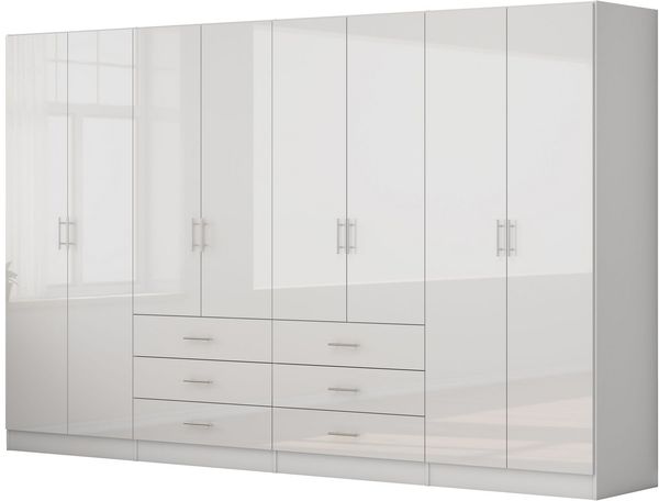 OTTO home Kleiderschrank Trento Schlafzimmerschrank Garderobe hochglanz Schrank mit 8 Türen und 6 Schubladen, hochglänzende Fronten