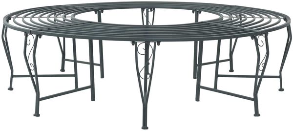 vidaXL Baumbank 8-Sitzanzahl Ø 160x44 cm Stahl Silber Grau Rund 42029505