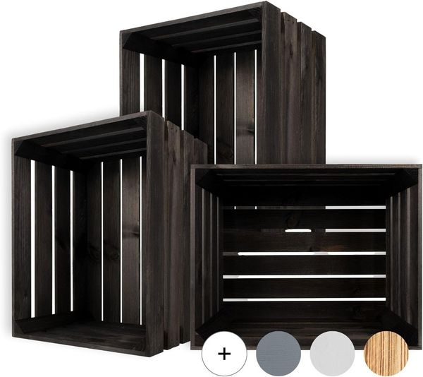 Creative Deco Holzkiste 3x Weinkisten Set Obstkiste Holz (3 Kisten)