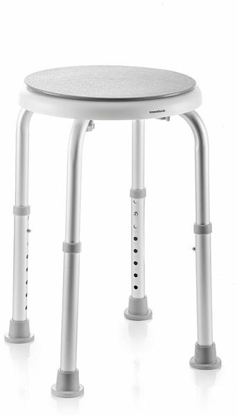 InnovaGoods - Rutschfester, Höhenverstellbarer Badhocker mit 360 Grad Drehbarem Sitz, Sicher & Komfortabel, Einfache Montage, Weiß, Regulierbar, ABS HDPE