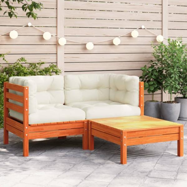 vidaXL Gartensofa mit Kissen und Hocker 2-Sitzer 838178