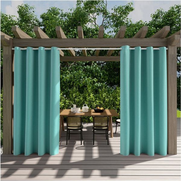 Jibenhome Outdoorgardine Wetterfest Outdoor Vorhänge, Sonnenschutz & Sichtschutz (2 St), Thermo vorhänge mit Ösen für Terrasse Rasen Garten