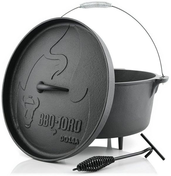 BBQ-Toro Grilltopf Dutch Oven DO14A, 13,3 L Alpha Gusseisen Kochtopf, Gusstopf, Gusseisen (3-tlg)