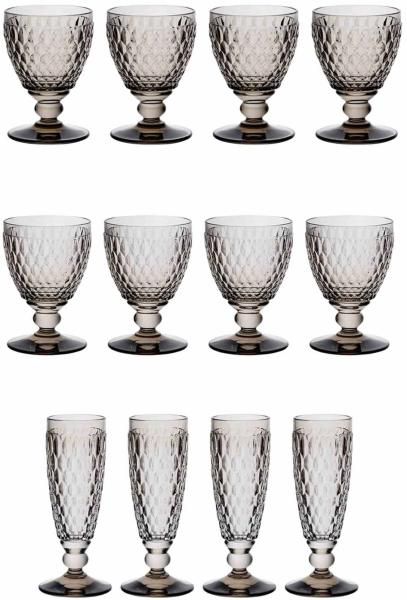 Villeroy & Boch Boston Coloured Weißwein- & Sektgläser Set 12er Set smoke